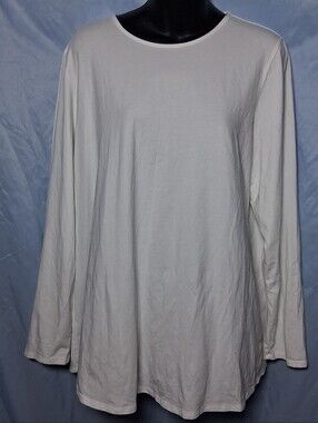 Pure Jill J. Jill Pima Stretch-Cotton Shirttail Tee White Long Sleeve Top XL
